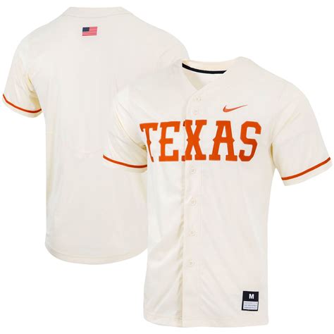 texas longhorns nike replica full-button baseball jersey - natural|texas longhorn baseball shirts.